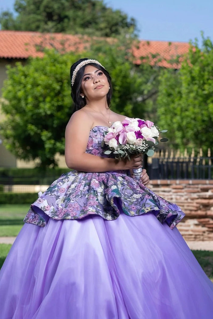 Jasmine | Enchanting Purple Quince Dresses with Blooming Floral Designs - Purple - PromDressClub