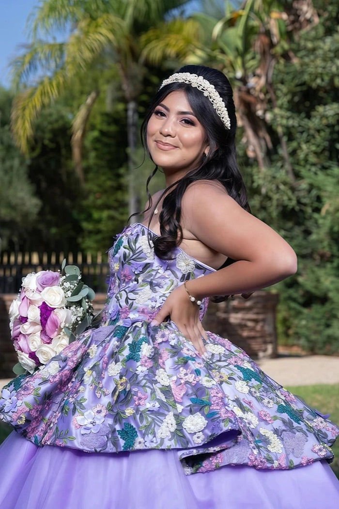 Jasmine | Enchanting Purple Quince Dresses with Blooming Floral Designs - Purple - PromDressClub