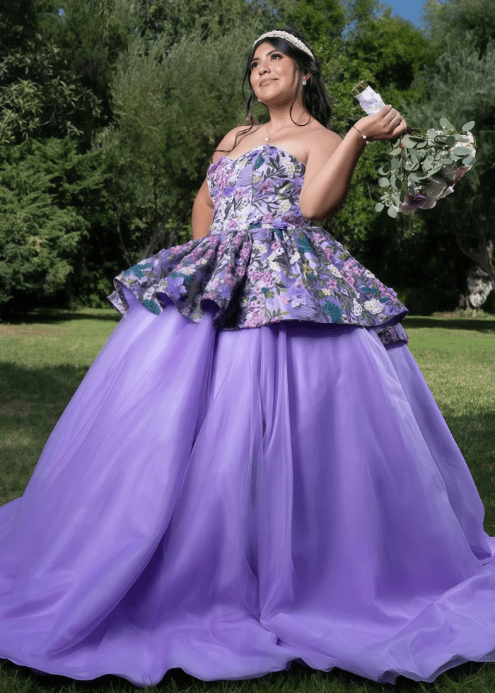 Jasmine | Enchanting Purple Quince Dresses with Blooming Floral Designs - Purple - PromDressClub
