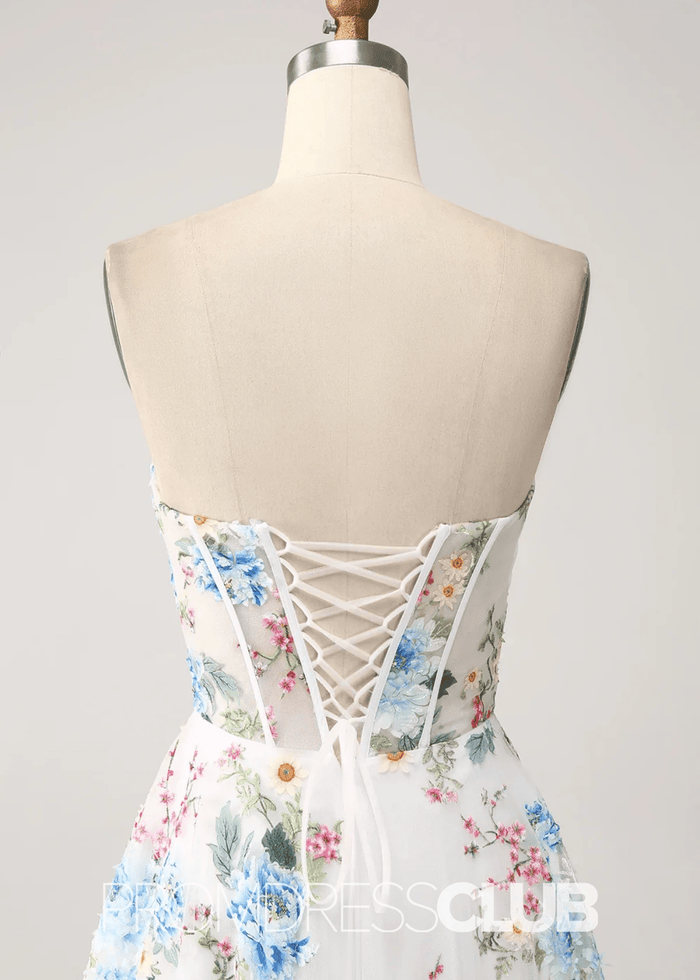Jessie | Ivory Floral Sweetheart A Line Long Prom Dress - Price #price_variant_lowest# - Ivory Floral - PromDressClub