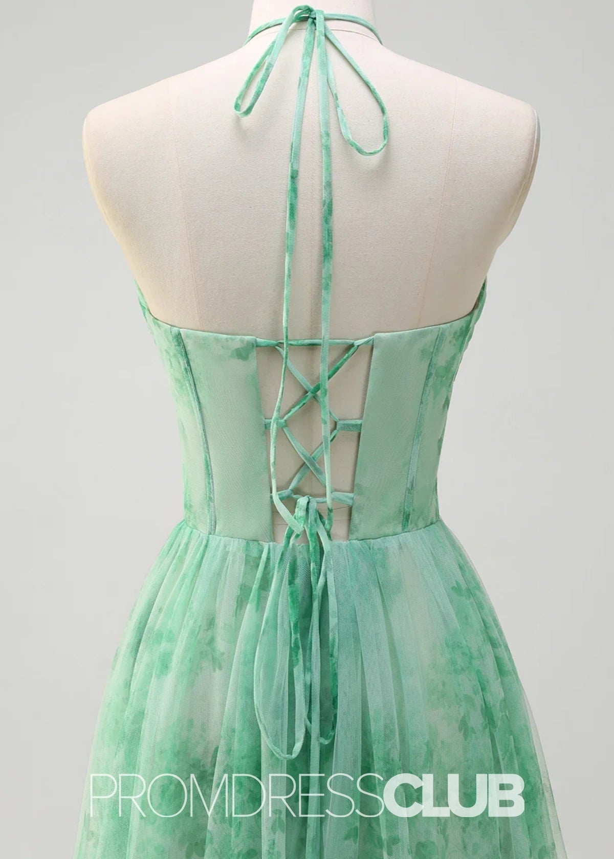 Josephine | Green Floral Corset Ruffles A - Line Long Prom Dress - Green Floral - PROMDRESS Club