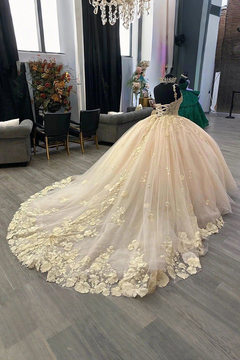 Joy | Unveil Your Radiance in Champagne Quince Dresses - Champagne - PromDressClub