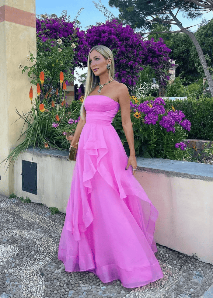 Katie | A Line Strapless Hot Pink Corset for Tulle Prom Dress - Fuchsia - PromDressClub