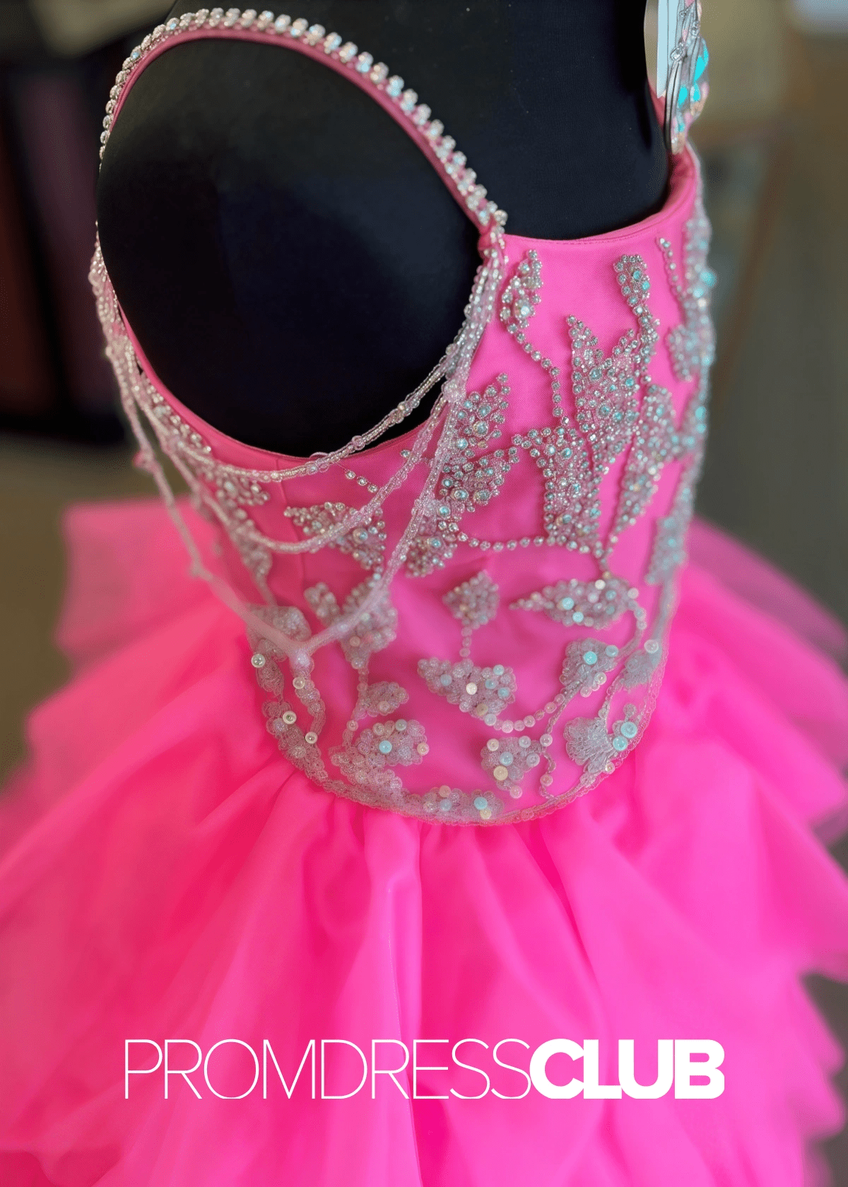 Kay | Spaghetti Straps Hot Pink Long Pageant Dresses for Girls - Hot Pink - PromDressClub