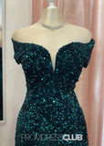 Kristin | Mermaid Sparkly Emerald Green Sequin Maxi Prom Dress - Emerald Green - PROMDRESS Club