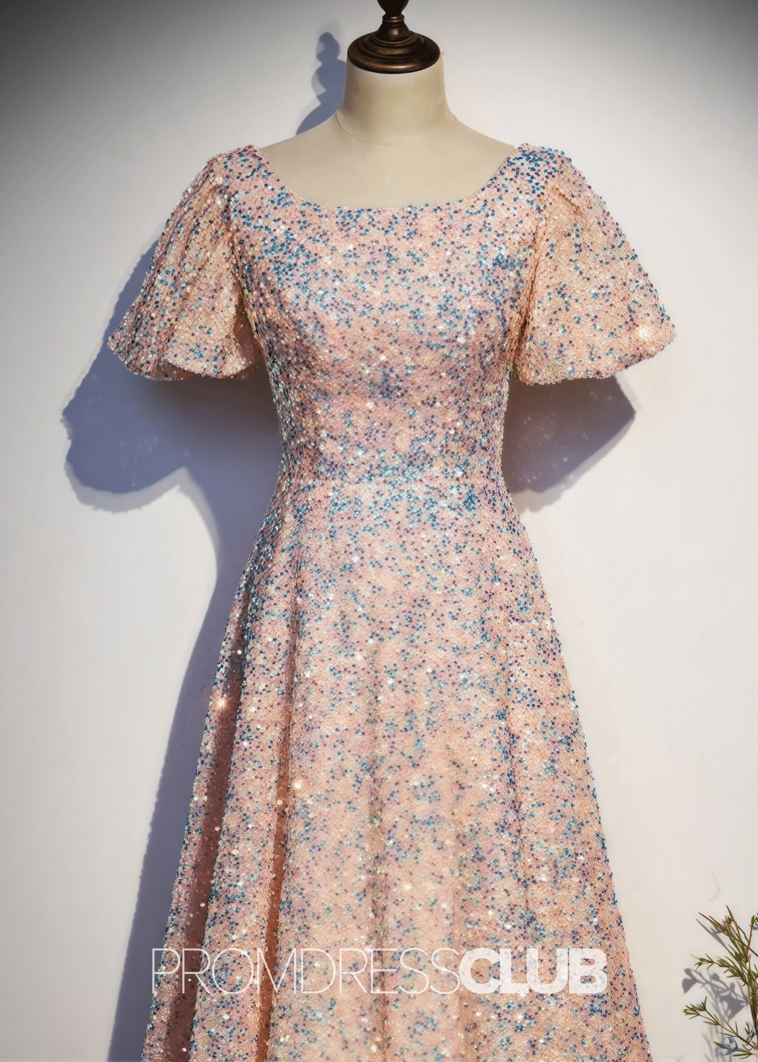 Laura |Long Blush Prom Dresses Near Me With A Line Scoop Neck Sequins - Price #price_variant_lowest# - Blush - PromDressClub