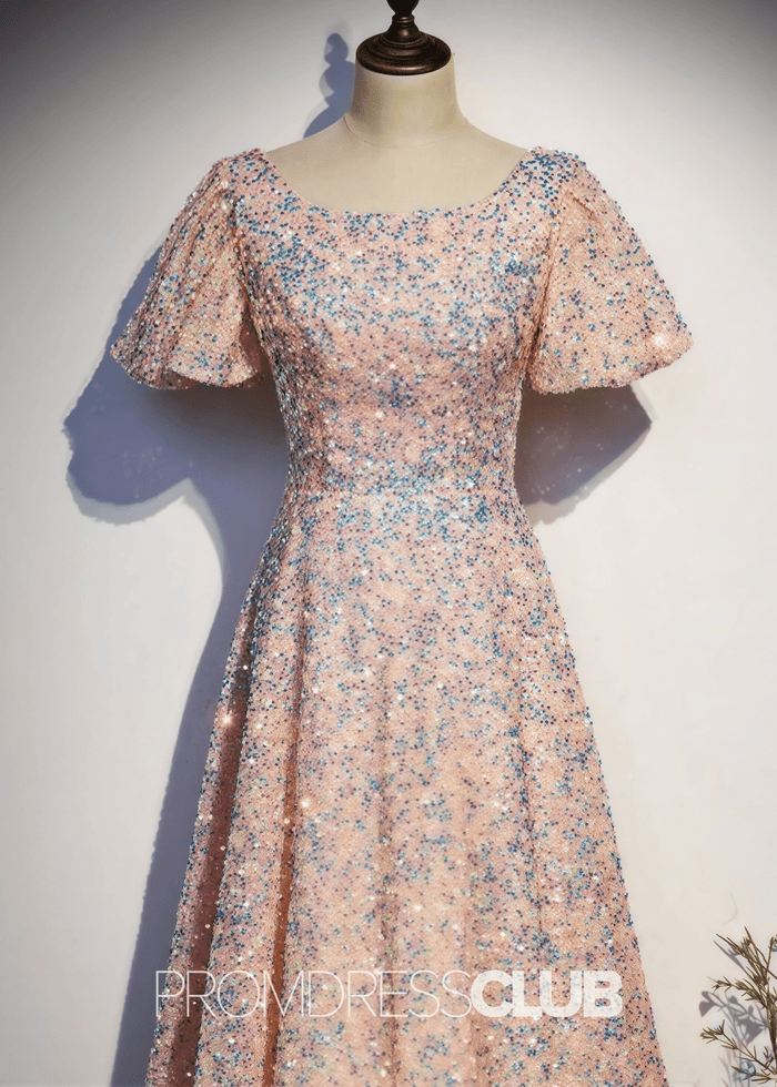 Laura |Long Blush Prom Dresses Near Me With A Line Scoop Neck Sequins - Price #price_variant_lowest# - Blush - PromDressClub