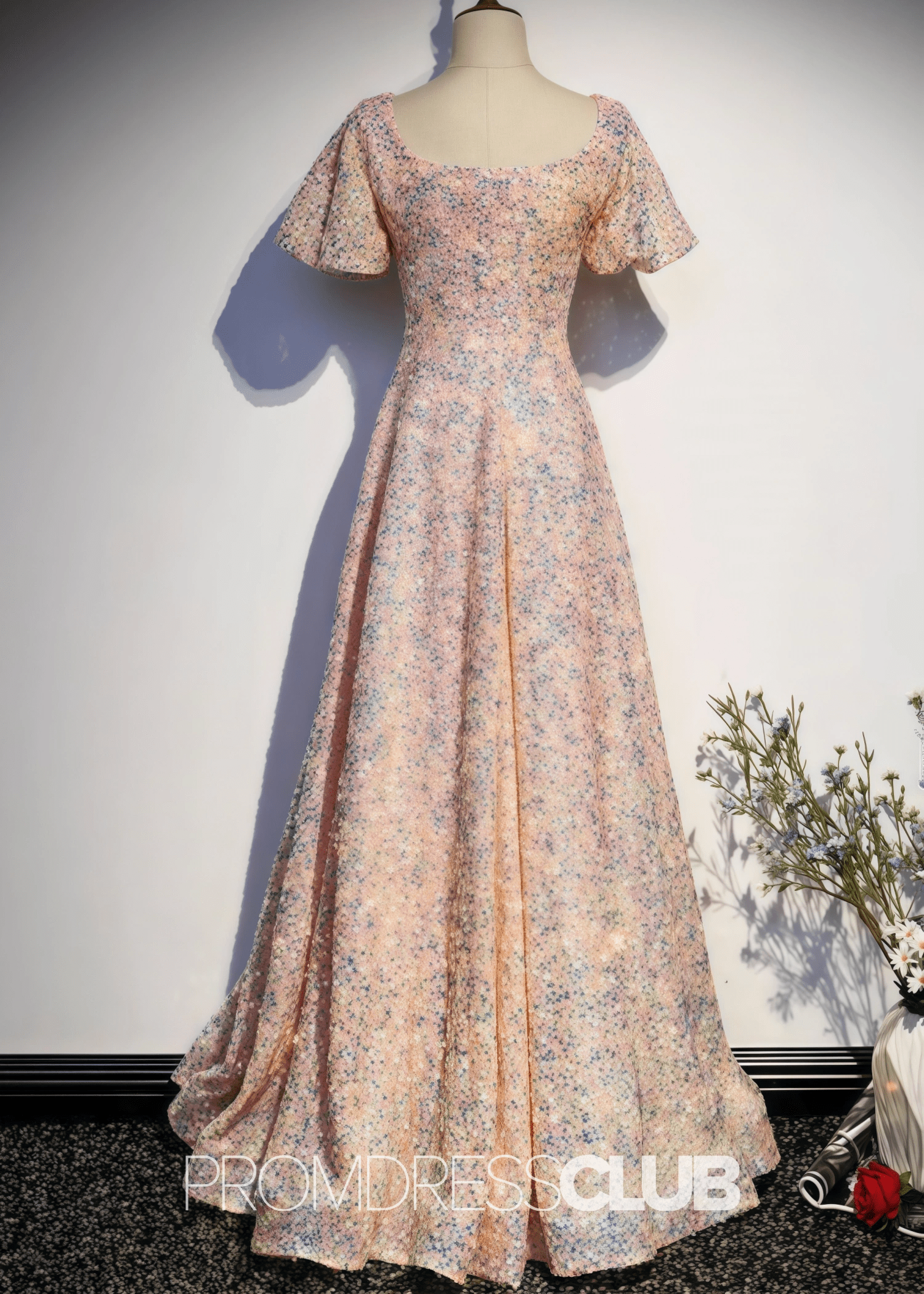 Laura |Long Blush Prom Dresses Near Me With A Line Scoop Neck Sequins - Price #price_variant_lowest# - Blush - PromDressClub