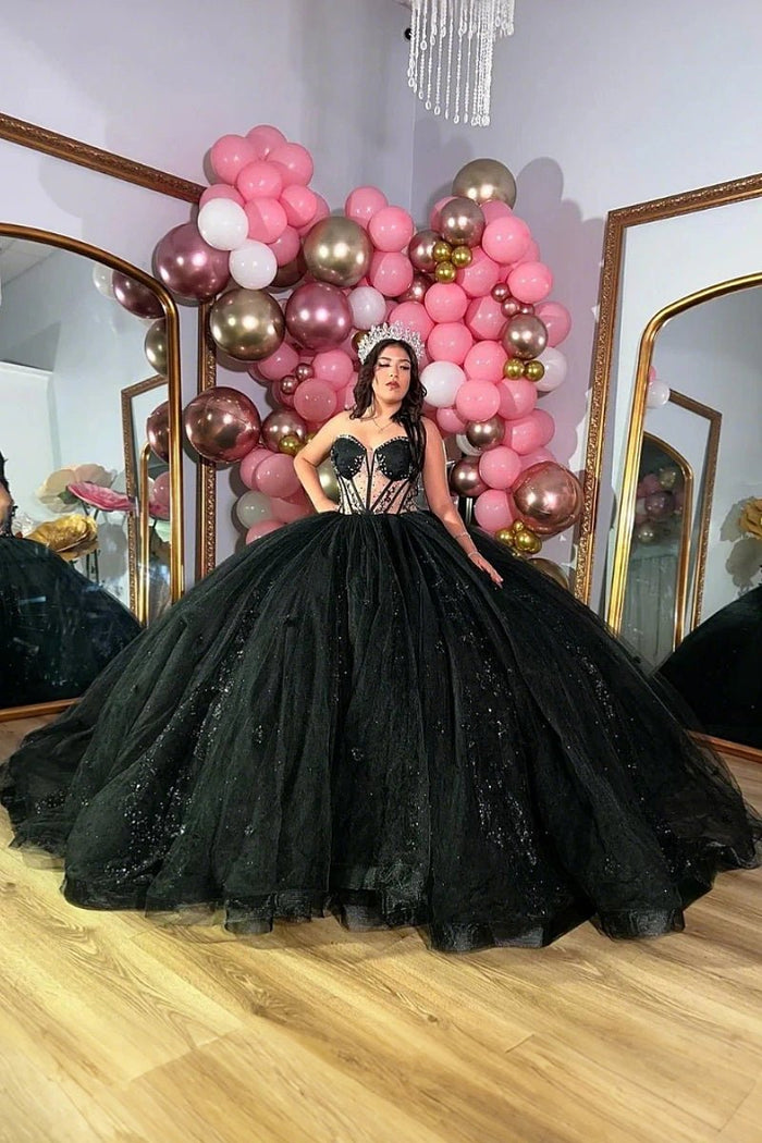 Laura | Own Your Spotlight in Timeless Black Quince Dresses - Black - PromDressClub