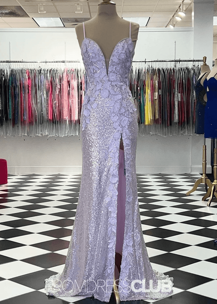 Lauren | Mermaid Light Blue Sequin Long Prom Dress - Price #price_variant_lowest# - Lilac - PromDressClub