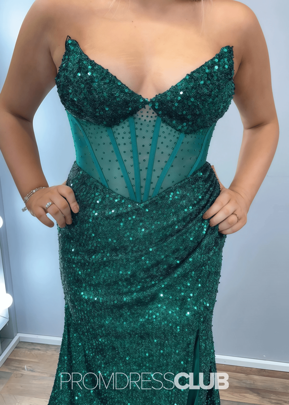 Lillian | Sparkly Mermaid Emerald Green Sequin Maxi Prom Dress - Price #price_variant_lowest# - Emerald Green - PromDressClub