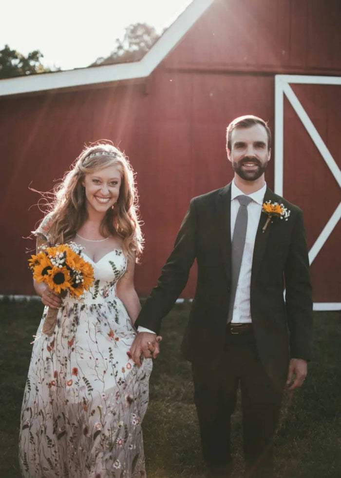 Livia | Discover Timeless Floral Modest Wedding Dresses With Luxe Sleeves Under 1000 - Ivory Floral - PromDressClub