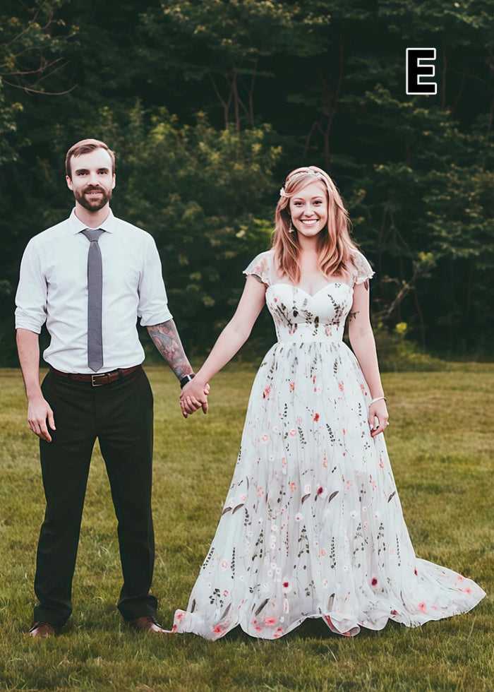 Livia | Discover Timeless Floral Modest Wedding Dresses With Luxe Sleeves Under 1000 - Ivory Floral - PromDressClub