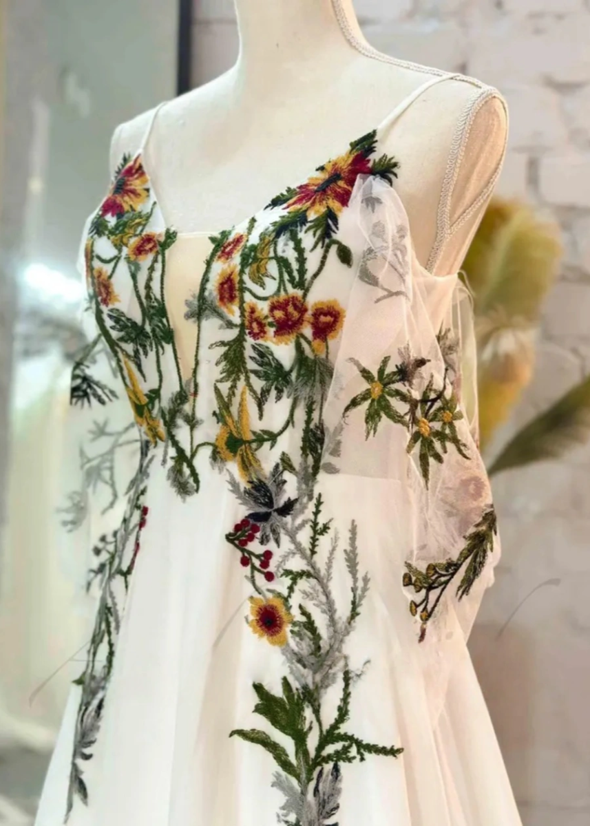 Liz | Discover the Dream Floral Wedding Dress for Your Big Day - Ivory Floral - PromDressClub