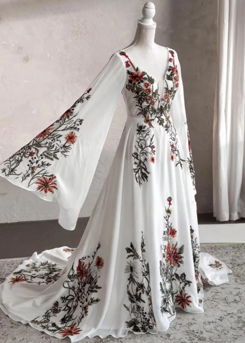 Liz | Discover the Dream Floral Wedding Dress for Your Big Day - Ivory Floral - PromDressClub