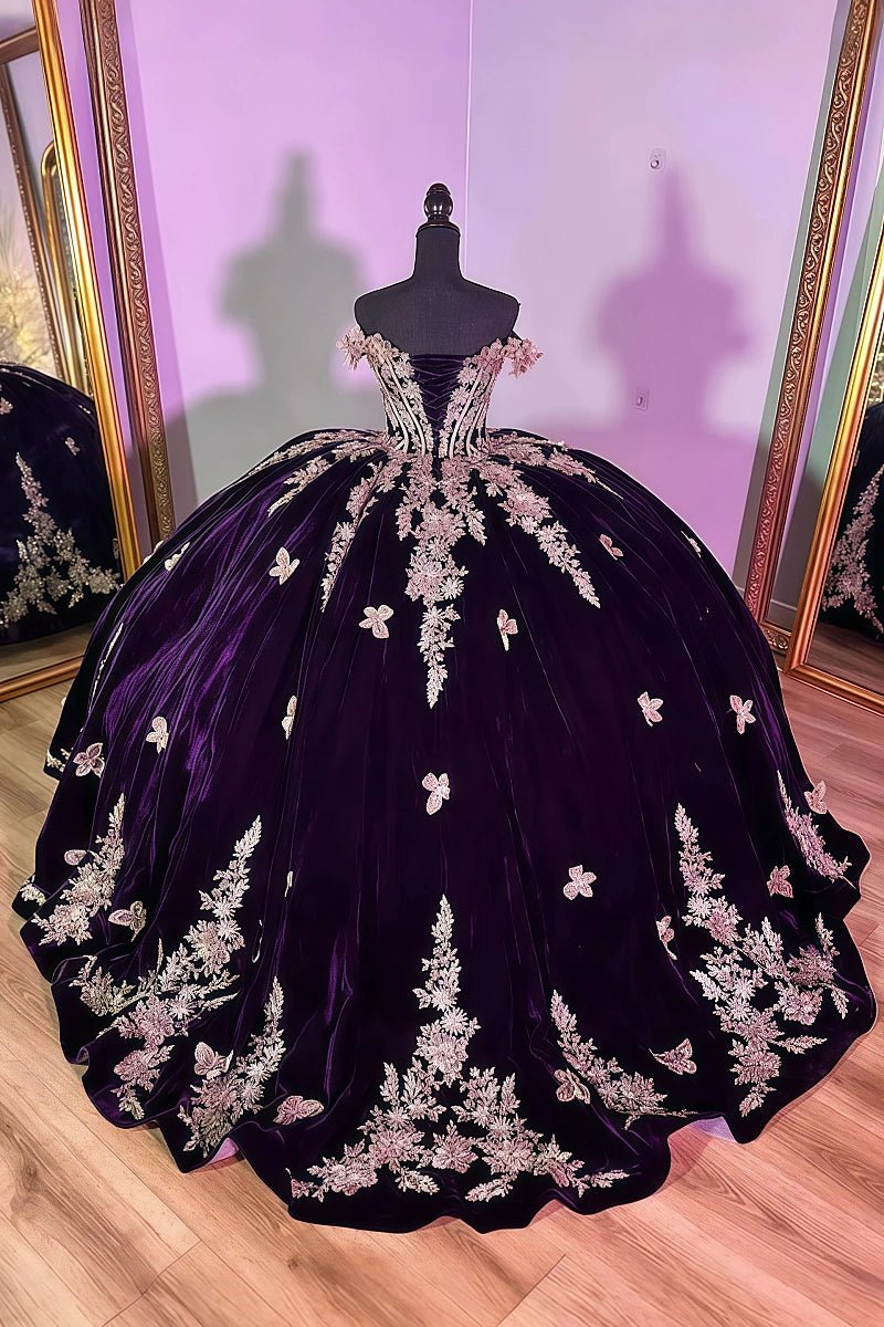 Lorraine | Discover Your Dream Purple Quince Dress - Sparkle on Your Special Day! - Dark Purple - PromDressClub