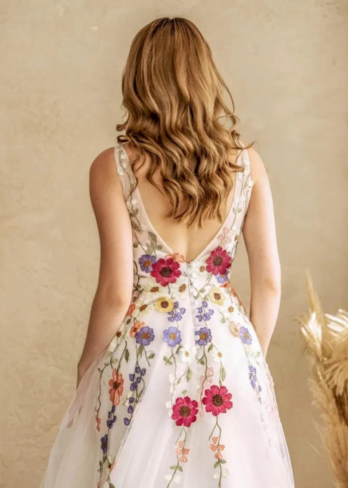 Louisa | Capture Romance: Timeless Flower Wedding Dress for Every Bride - White Floral - PromDressClub