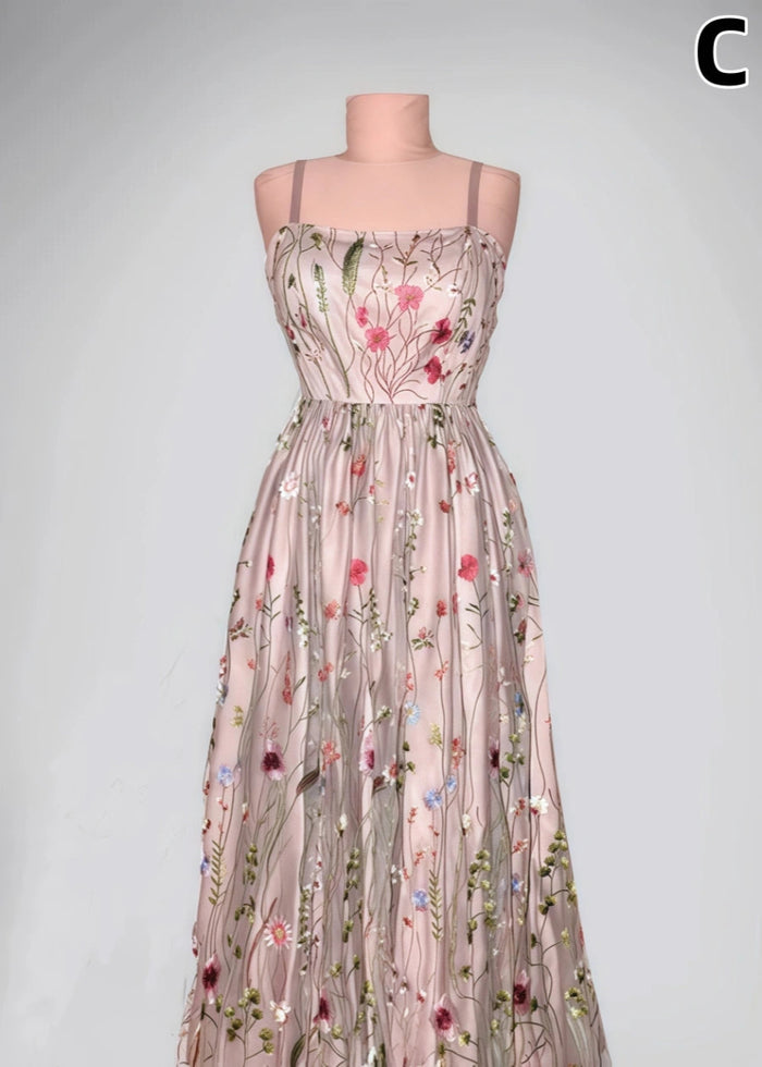 Lucia | Floral Champagne Wedding Dresses – Custom Colors & All - Day Comfort - Pink Floral - PromDressClub