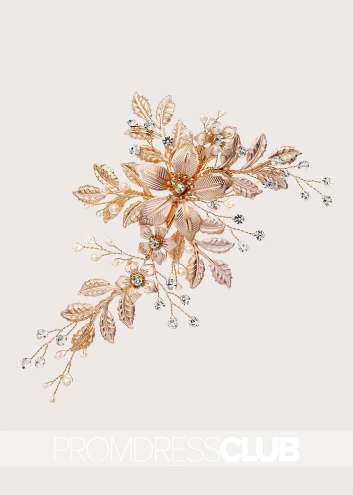 Luxury Accessories Gold Versatile Hairpin With Metal Flower - Price #price_variant_lowest# - Gold - PromDressClub