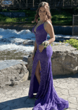 Lydia | Mermaid Appliques Lace Purple Long Prom Dress - Purple - PROMDRESS Club