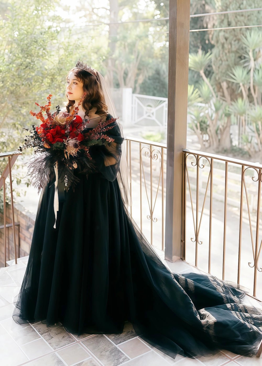 Mabel | Princess Plus Size Long Sleeve Corset Black Dress for Wedding - Black - PromDressClub