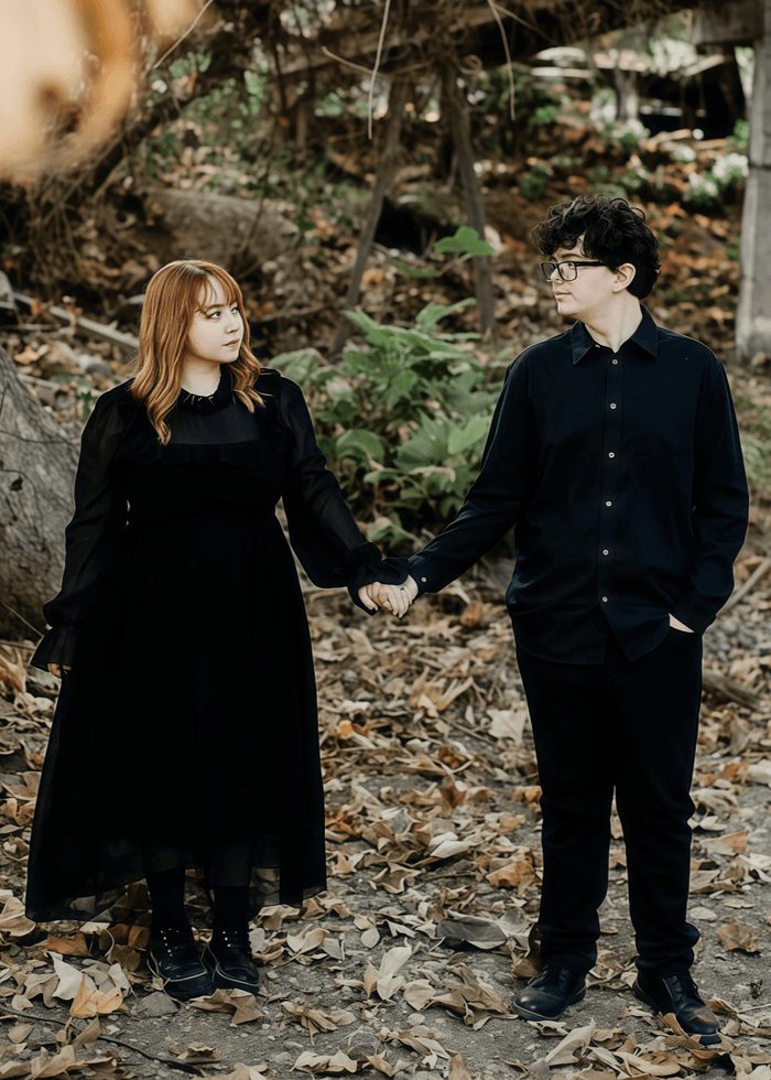 Madeline | A Line Black High Neck Long Sleeve Wedding Dress No Train - Black - PromDressClub