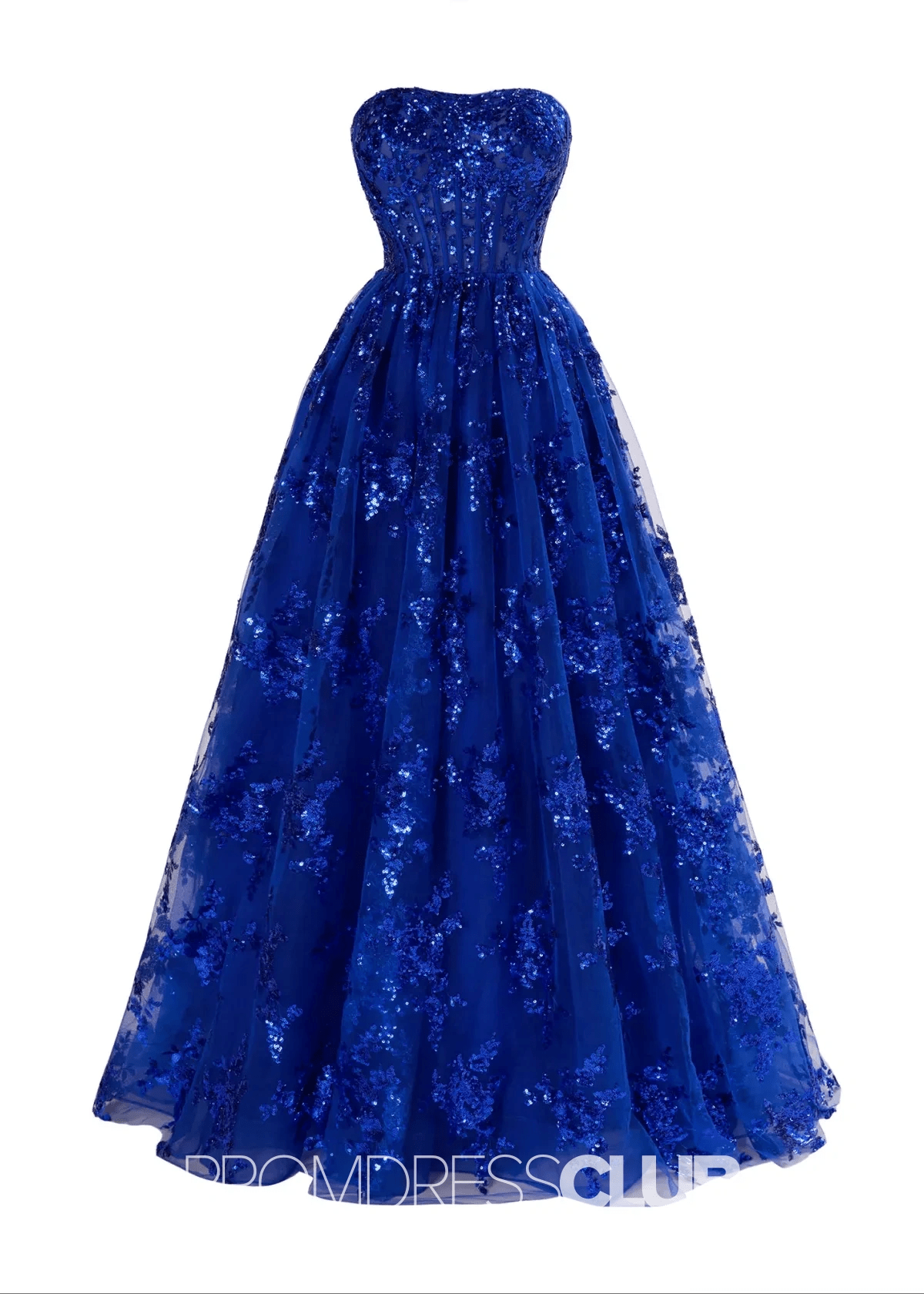 Maggie |Royal Blue Long Prom Dresses Near Me With A Line Strapless Pleating Applique - Royal Blue - US0 - PromDressClub