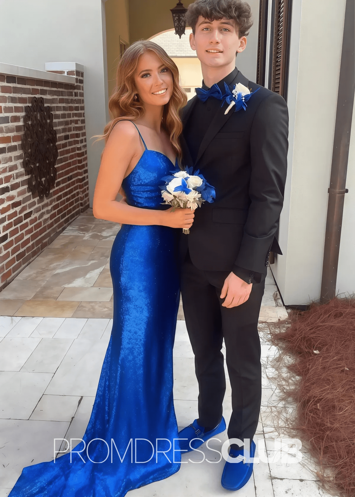 Martha |Black Long Prom Dresses Near Me With Sheath Spaghetti Strap Sequin Mermaid Slit - Royal Blue - US0 - PromDressClub