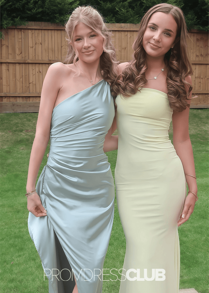 Melissa | Mermaid Ruched Light Pink Satin Long Formal Dress Near Me - Price #price_variant_lowest# - Sage - PromDressClub