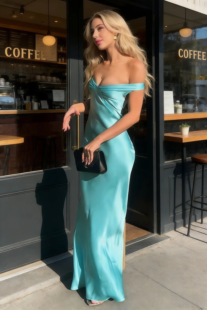 Michelle | Mermaid Aqua Satin Long Formal Dress Stores Near Me - Aqua - PromDressClub