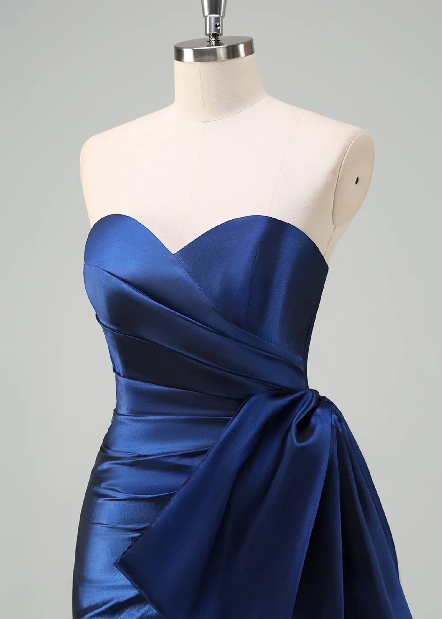 Mirabelle | Mermaid Sweetheart Sheath Satin Ruched Long Royal Blue Prom Dress with Slit - Royal Blue - PromDressClub