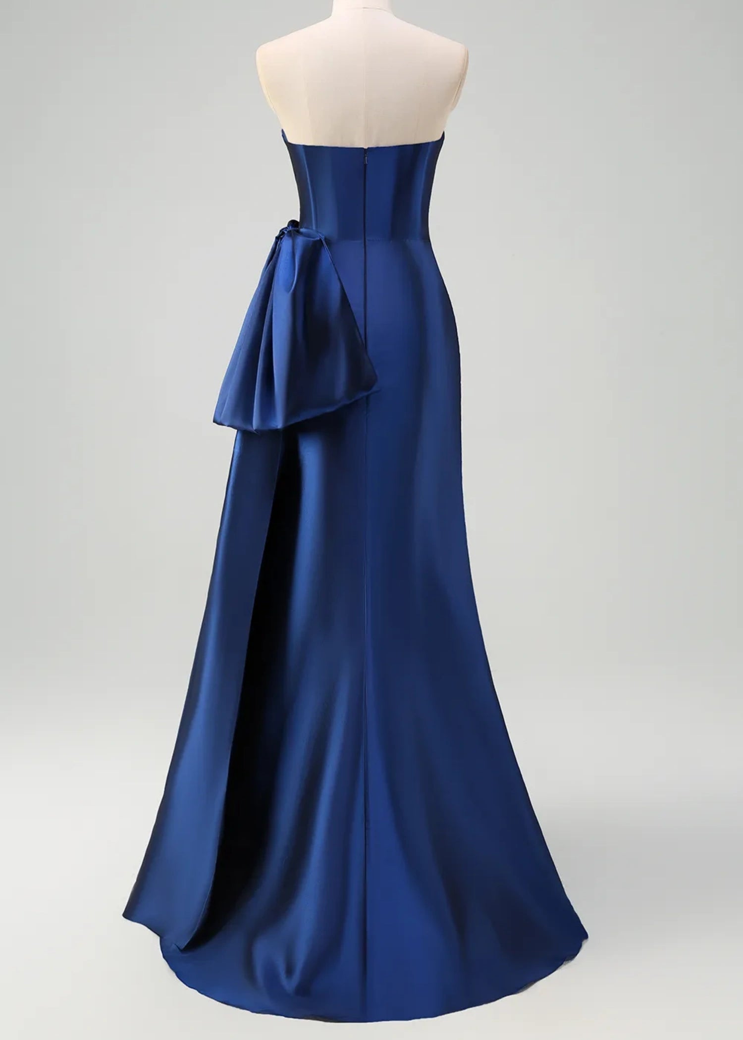 Mirabelle | Mermaid Sweetheart Sheath Satin Ruched Long Royal Blue Prom Dress with Slit - Royal Blue - PromDressClub
