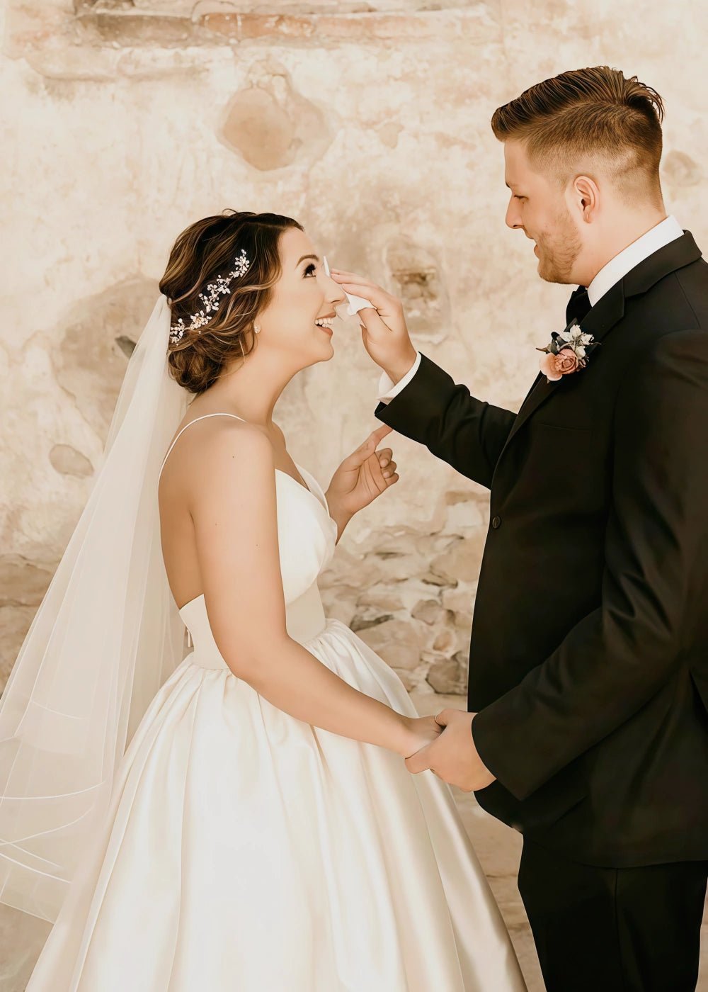 Miranda | Deep V Neck Spaghetti Strap Satin Drop Waist A Line Wedding Dress - Ivory - PromDressClub