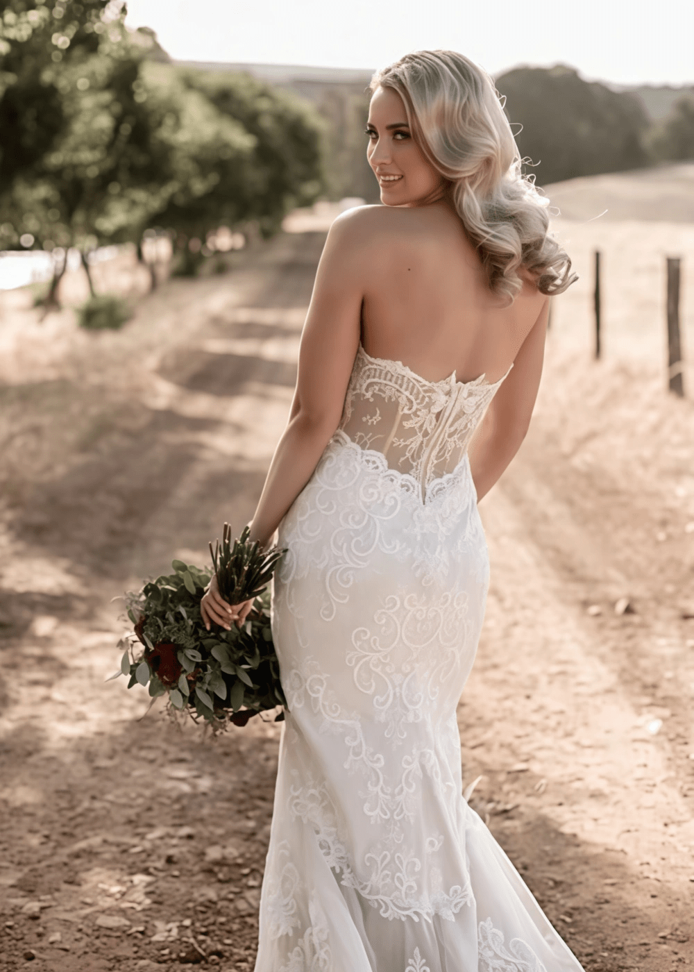 Miriam | Exquisite Mermaid Sweetheart Neck Vintage Lace Wedding Dress - Ivory - PromDressClub