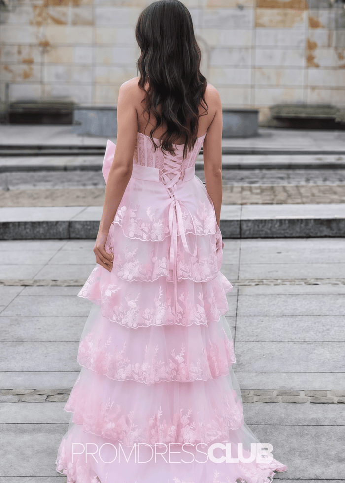Nicola | A - Line Sequins Appliques Light Pink Long Prom Dress - Price #price_variant_lowest# - Light Pink - PromDressClub