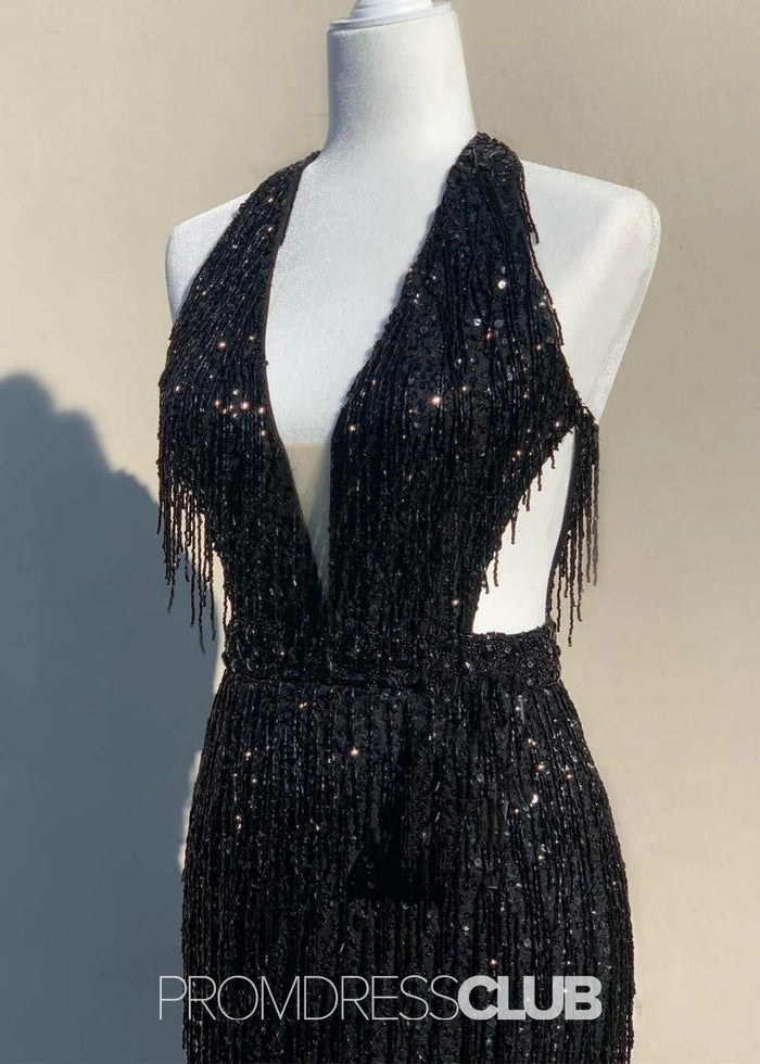 Norma | Mermaid Sequin Fringe Hot Pink Long Cocktail Dress - Price #price_variant_lowest# - Red - PromDressClub