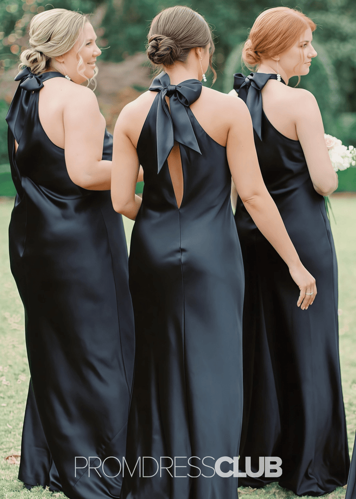 Octavia | Mermaid elegant bow Black Long Bridesmaid Dress - Price #price_variant_lowest# - Black - PromDressClub