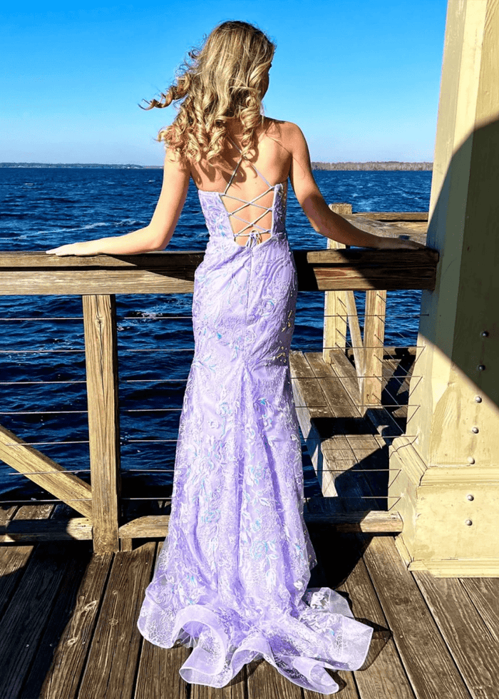 Octavia | Stunning Lilac Sequin Backless Mermaid Prom Dress - Lilac - PromDressClub