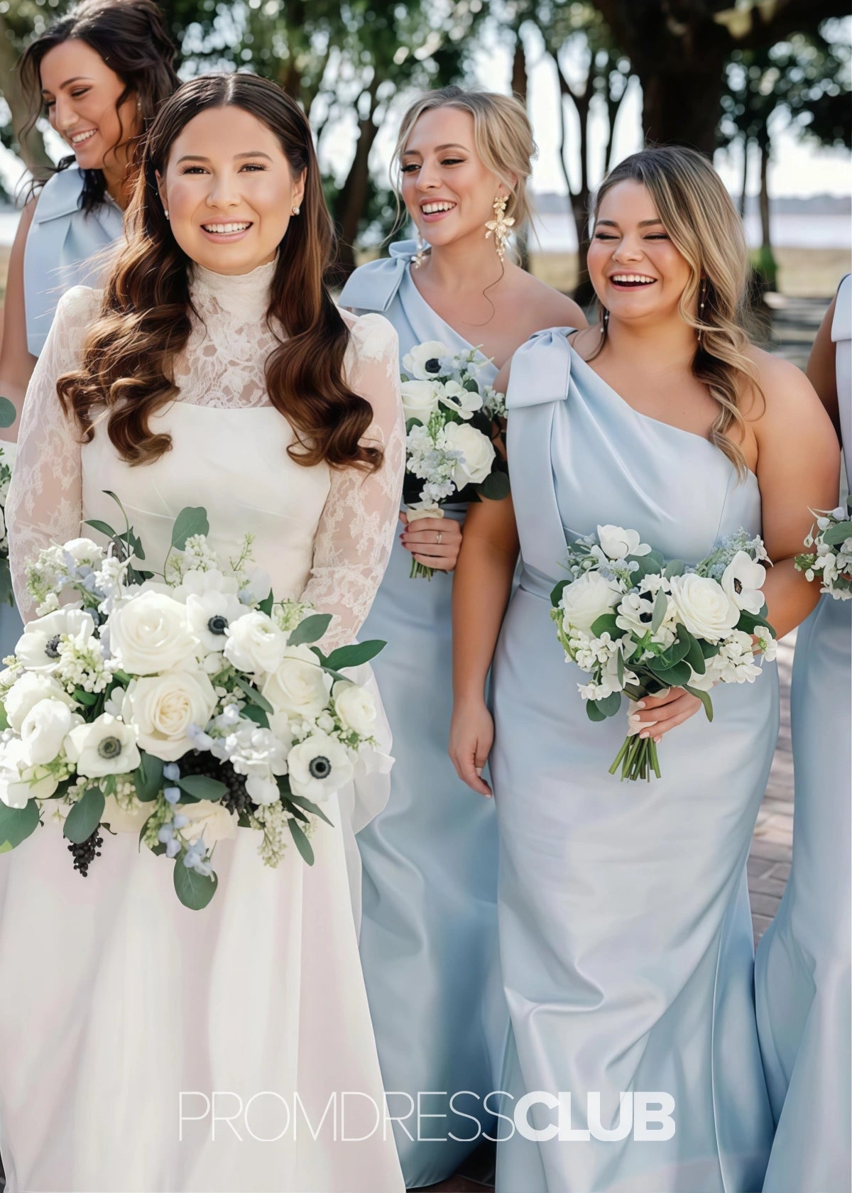 Odelette | Mermaid Plus Size Black Long Bridesmaid Dress - Light Blue - PROMDRESS Club