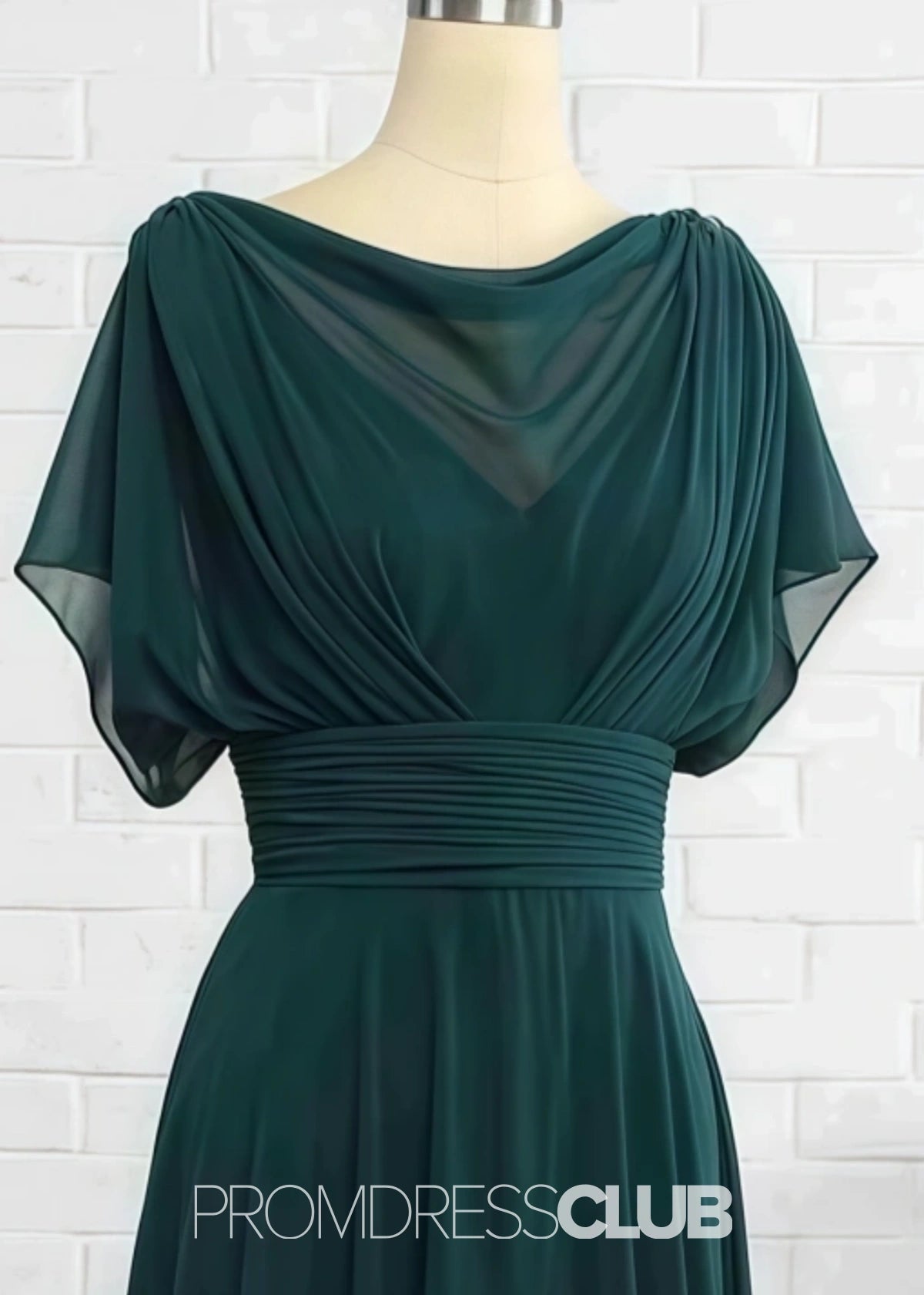 Pandora | A Line Dark Green Chiffon Long Bridesmaid Dress Near Me - Dark Green - PROMDRESS Club