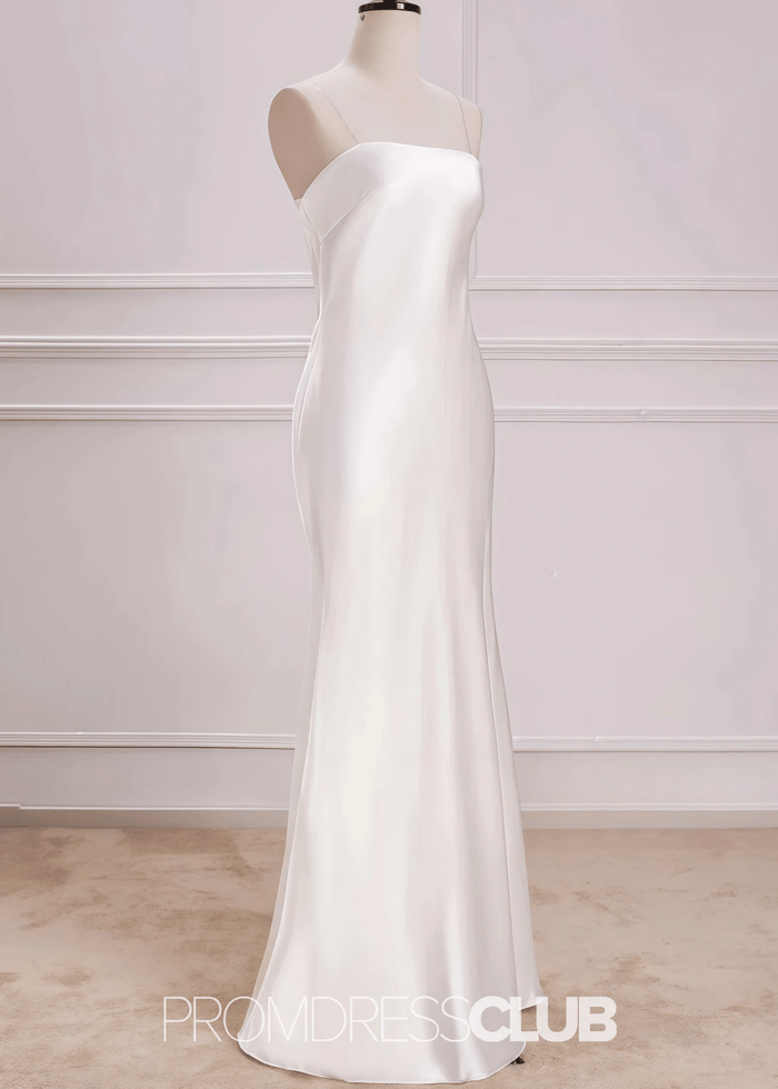 Penelope | Mermaid Strapless White Satin Long Birdesmaid Dress - Price #price_variant_lowest# - White - PromDressClub