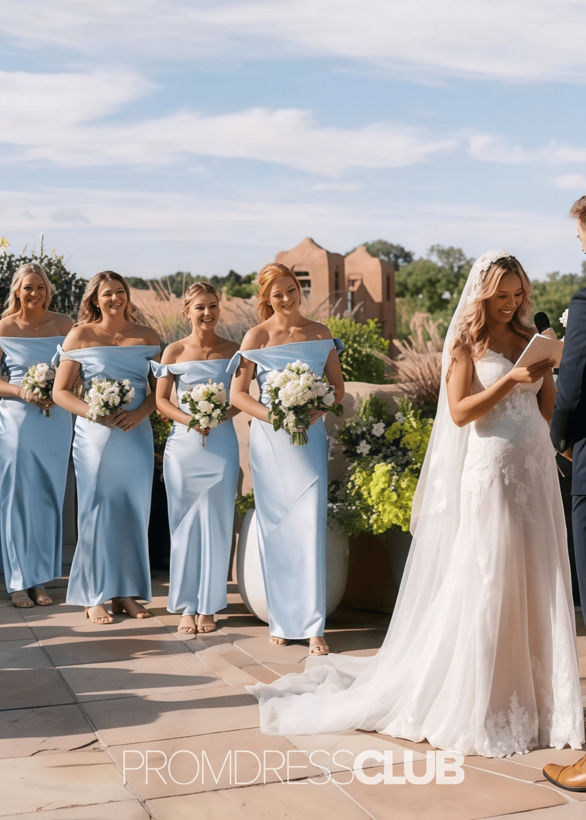 Prima | Sheath Column Bow Pleated Light Blue Satin Long Bridesmaid Dress - Light Blue - PROMDRESS Club