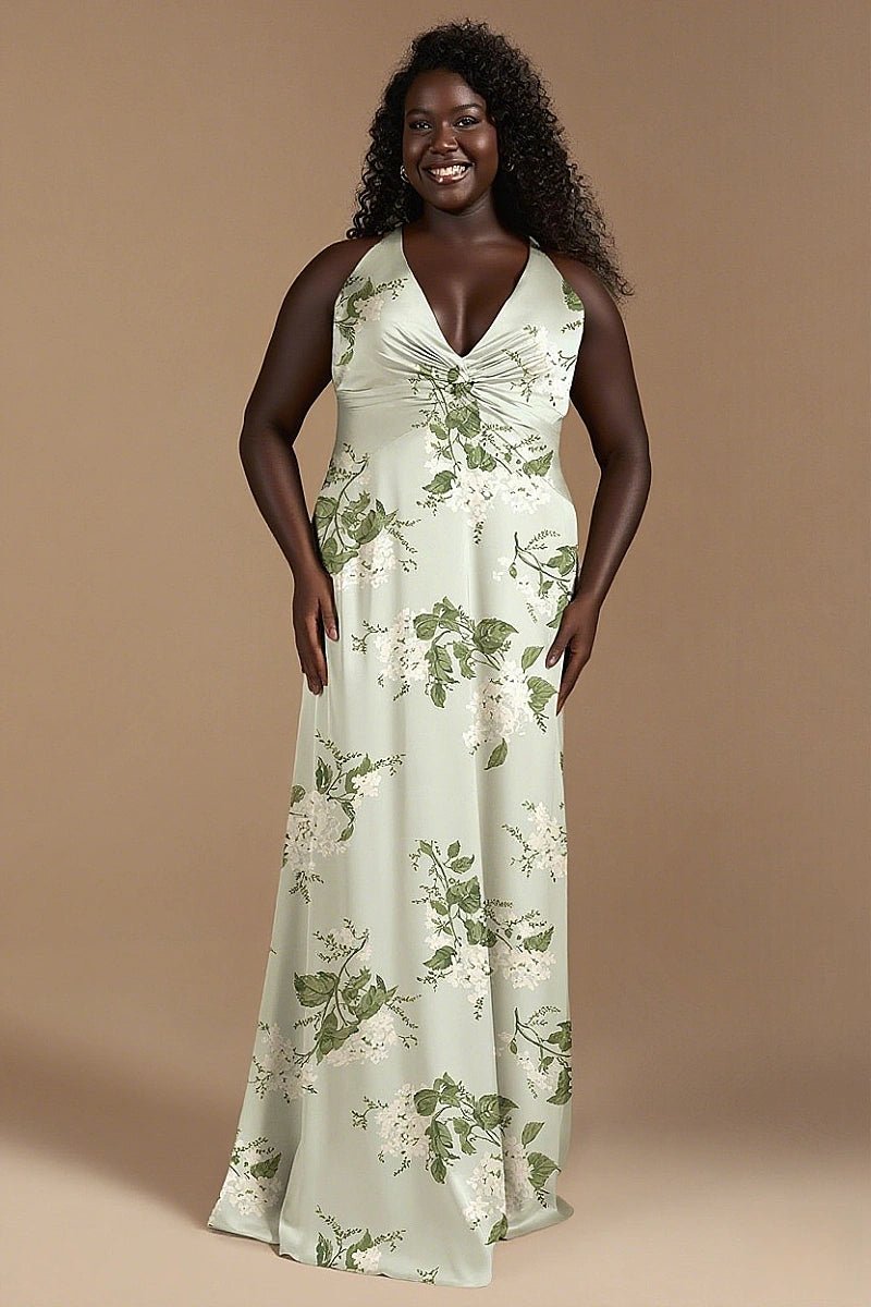 Pristine Glow Age Green Floral Bridesmaid Dresses for Effortless Elegance & Comfort - Sage Floral - PromDressClub