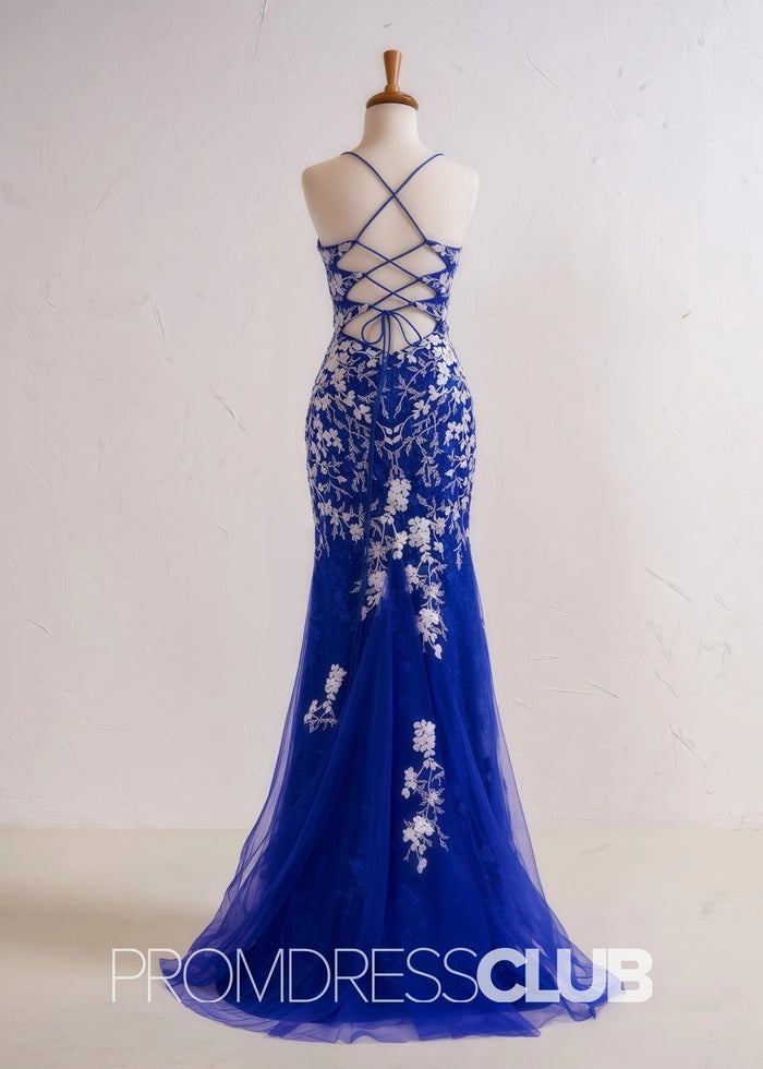 Sabrina |Red Long Prom Dresses Stores Near Me With Mermaid V Neck Appliques Beading - Price #price_variant_lowest# - Blue - PromDressClub