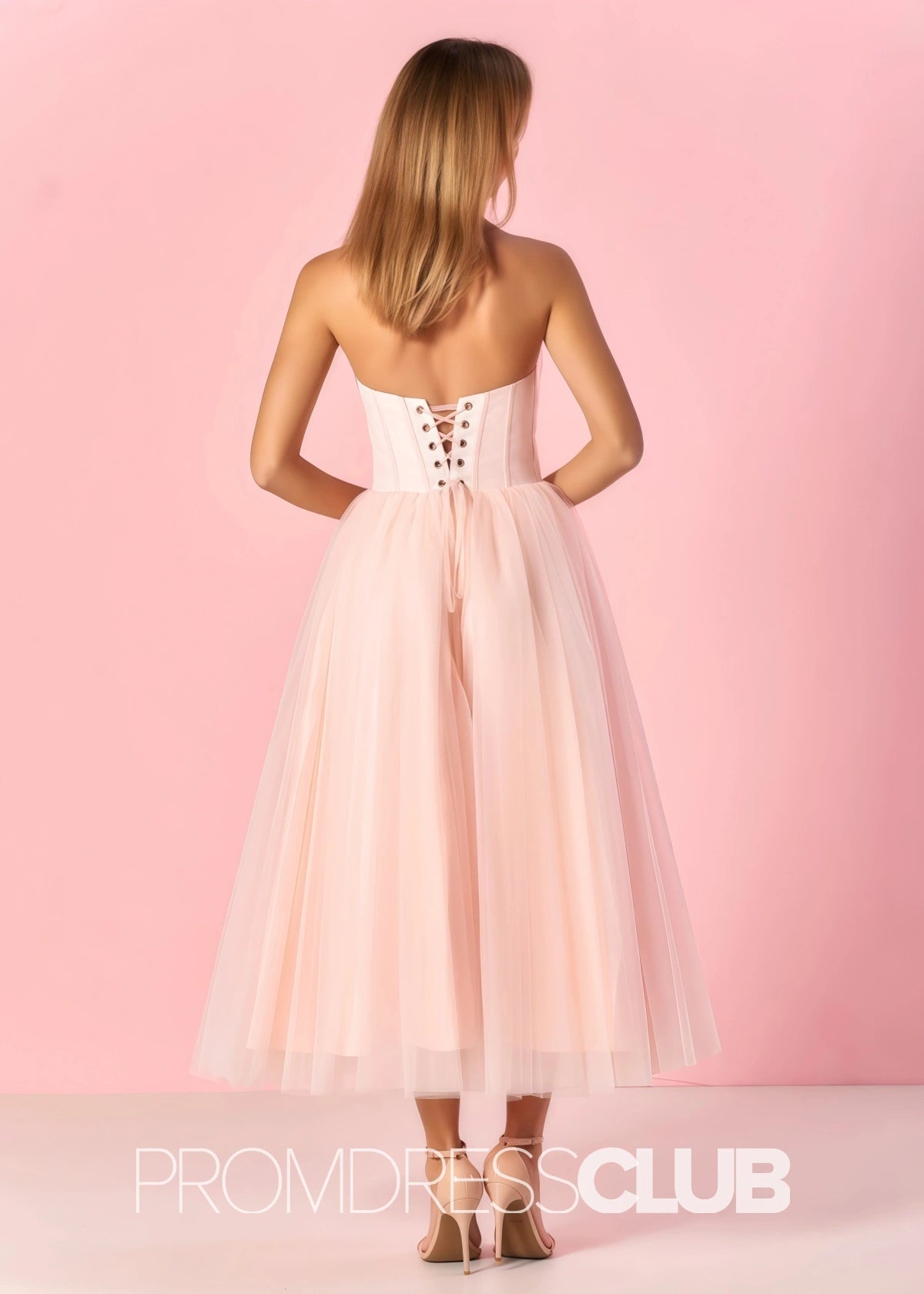 Salome |Green Long Prom Dresses Stores Near Me With A Line Strapless Puffy Tulle - Pink - PromDressClub