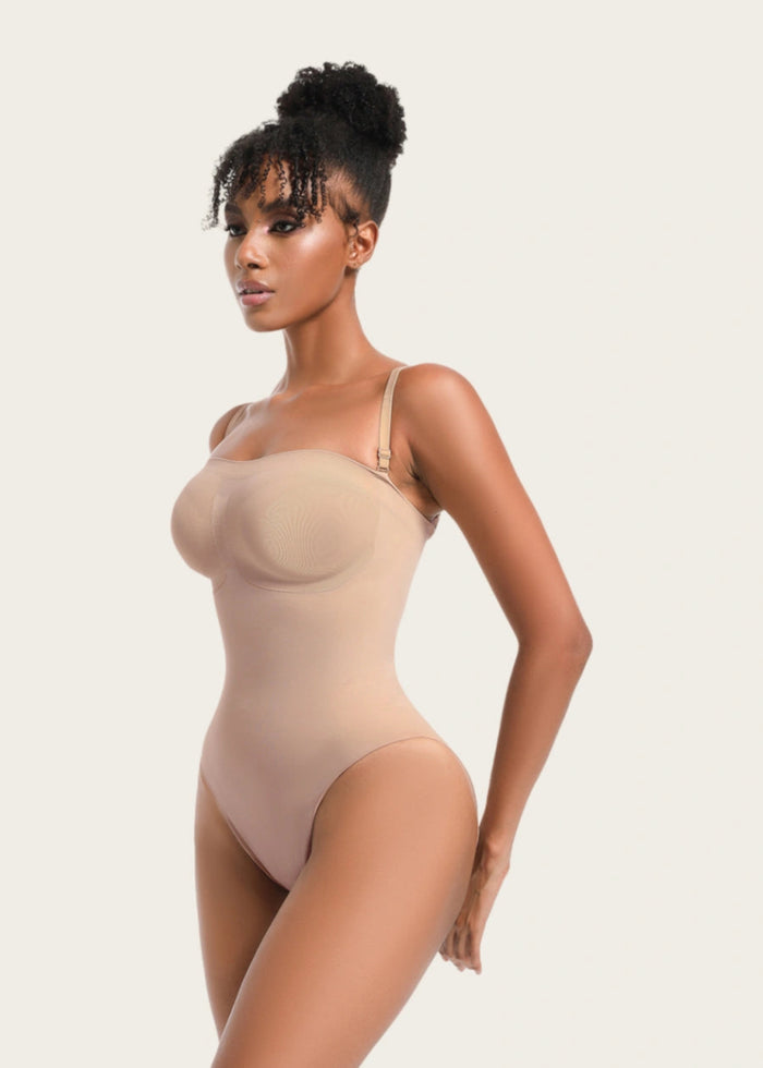 Seamless Backless Strapless Shapewear for Sculpted Curves Beige and Black - Nude - PromDressClub