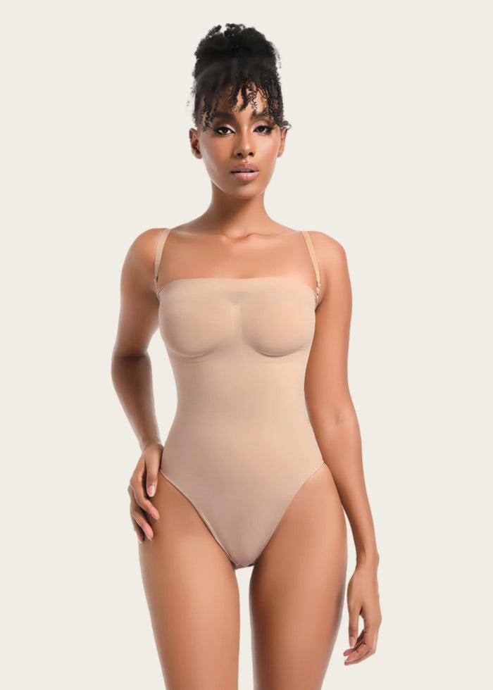 Seamless Backless Strapless Shapewear for Sculpted Curves Beige and Black - Nude - PromDressClub