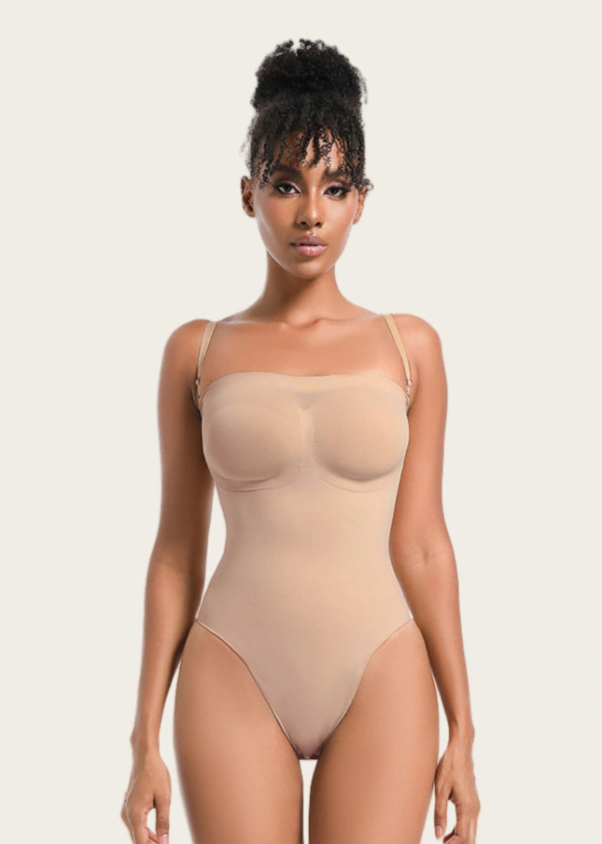Seamless Backless Strapless Shapewear for Sculpted Curves Beige and Black - Nude - PromDressClub