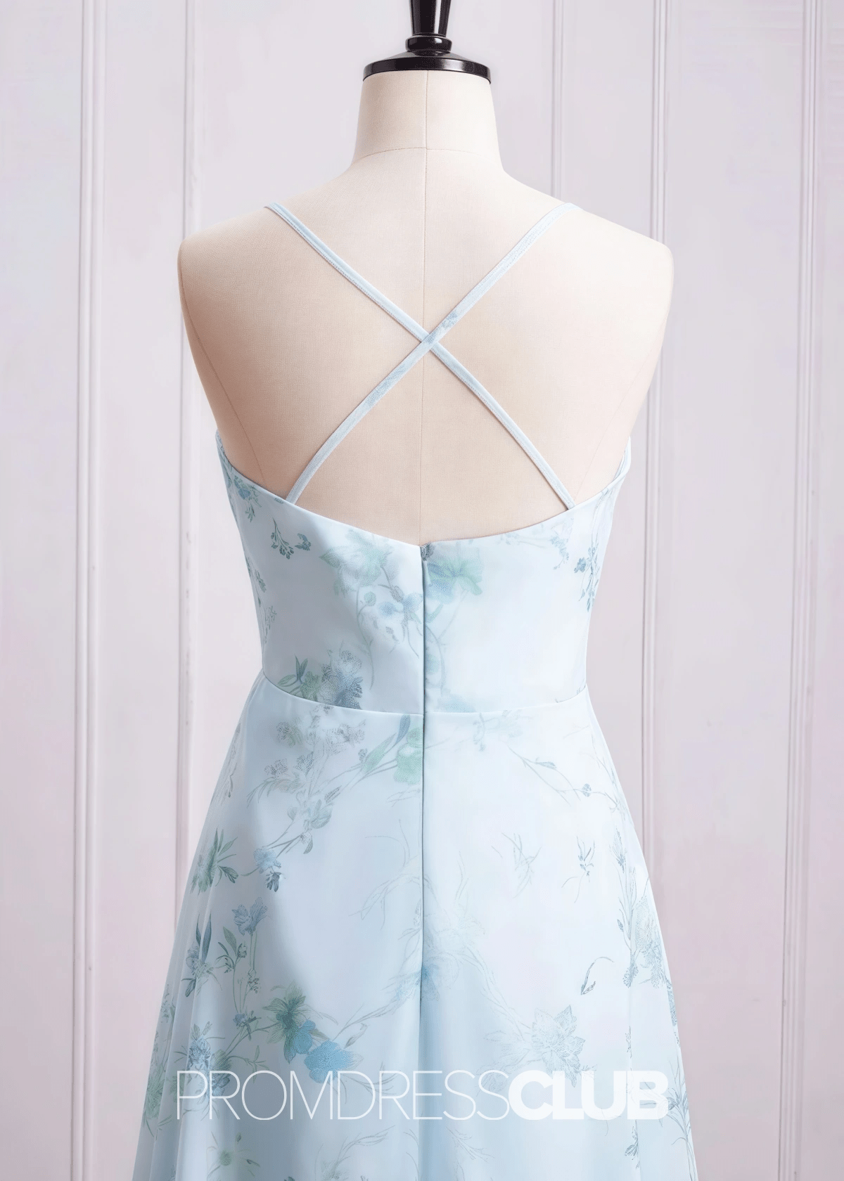 Sibyl | A Line Light Green Floral Print Chiffon Long Bridesmaid Dress - Price #price_variant_lowest# - Light Green Floral - PromDressClub