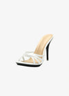 Step into Elegance with Hot Pink Stiletto Pointed Toe Sandals by Pink – Elevate Your Style! Color White